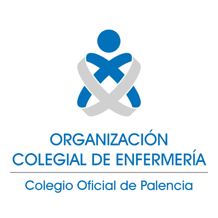 Logotipo de Organización Colegial de Enfermería, Colegio Oficial de Palencia, con figuras humanas abstractas y elementos azules y grises. Logotipo de Organización Colegial de Enfermería, Colegio Oficial de Palencia, con figuras humanas abstractas y elementos azules y grises.