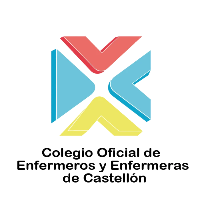 Logotipo del Colegio Oficial de Enfermeros y Enfermeras de Castellón con formas geométricas rojas, azules y amarillas sobre el nombre de la organización en español. Logotipo del Colegio Oficial de Enfermeros y Enfermeras de Castellón con formas geométricas rojas, azules y amarillas sobre el nombre de la organización en español.